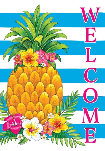 Pineapple Stripes Flag | Summer Flags | Welcome Flag | Cool Flag