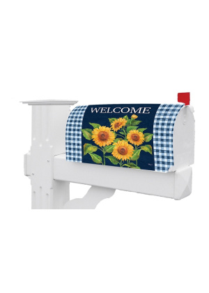 Sunflowers on Navy Mailbox Cover | Mailbox Wrap | Mailbox Cover