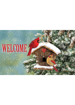 Cardinal Birdhouse Doormat | Decorative Doormats | MatMates