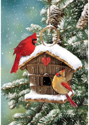 Cardinal Birdhouse Flag | Winter Flags | Bird Flags | Cool Flags