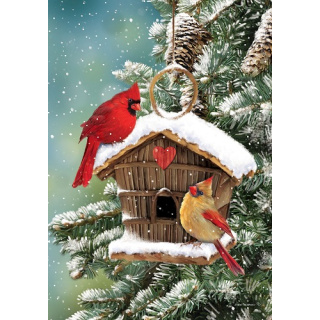 Cardinal Birdhouse Flag | Winter Flags | Bird Flags | Cool Flags