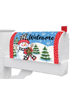 Checkered Snowman Mailbox Cover | Magnetic Mailbox Covers