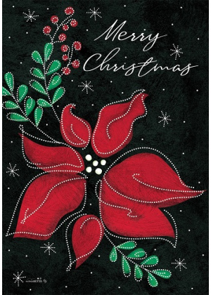 Poinsettia on Black Flag | Two Sided Flags | Christmas Flags