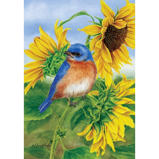 Bluebird Sunflowers Flag | Spring Flags | Bird Flags | Summer Flag
