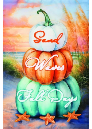 Beach Pumpkin Stack Flag | Applique Flag | Fall Flag | Garden Flag