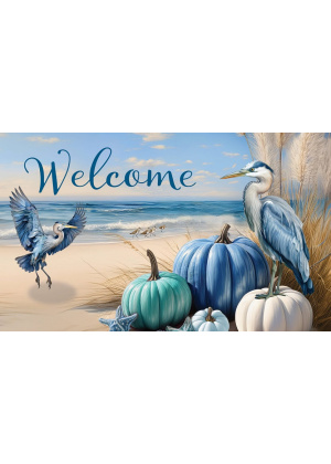 Blue Heron Pumpkins Doormat | Decorative Doormats | MatMates