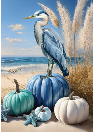 Blue Heron Pumpkins Flag | Fall Flags | Bird Flags | Nautical Flags