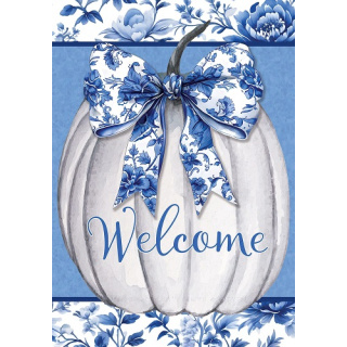 Blue & White Pumpkin Flag | Fall Flags | Double Flags