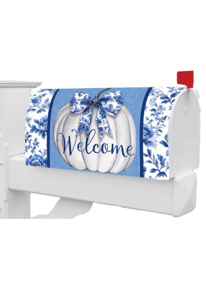 Blue & White Pumpkin Mailbox Cover | Mailbox Cover | MailWraps