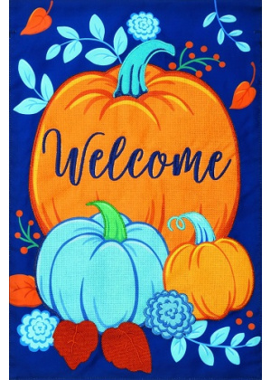 Orange and Blue Pumpkins Flag | Applique Flags | Garden Flags