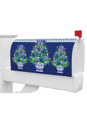 Chinoiserie Christmas Tree Mailbox Cover | Mailbox Covers