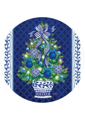 Chinoiserie Christmas Tree Stepping Stone | Stepping Stones