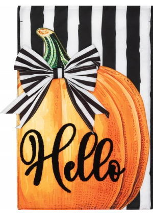 Pumpkin with Bow Applique Flag
