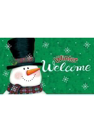 Snowman on Green Doormat | Decorative Doormats | MatMates