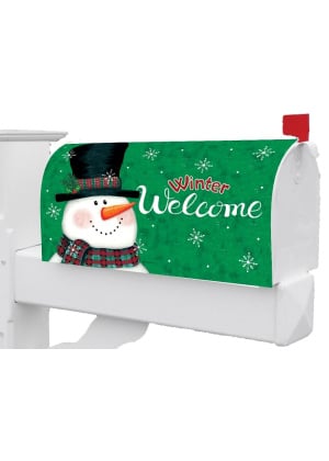 Snowman on Green Mailbox Cover | Mailbox Covers | MailWraps