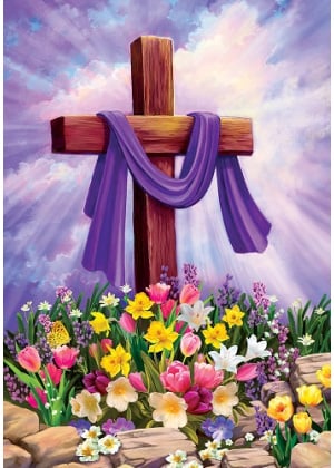 Cross and Flowers Flag | Easter Flags | Cool Flag | Two Sided Flag